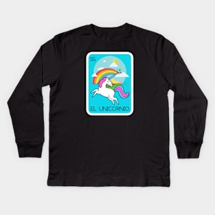 El Unicornio loteria Kids Long Sleeve T-Shirt